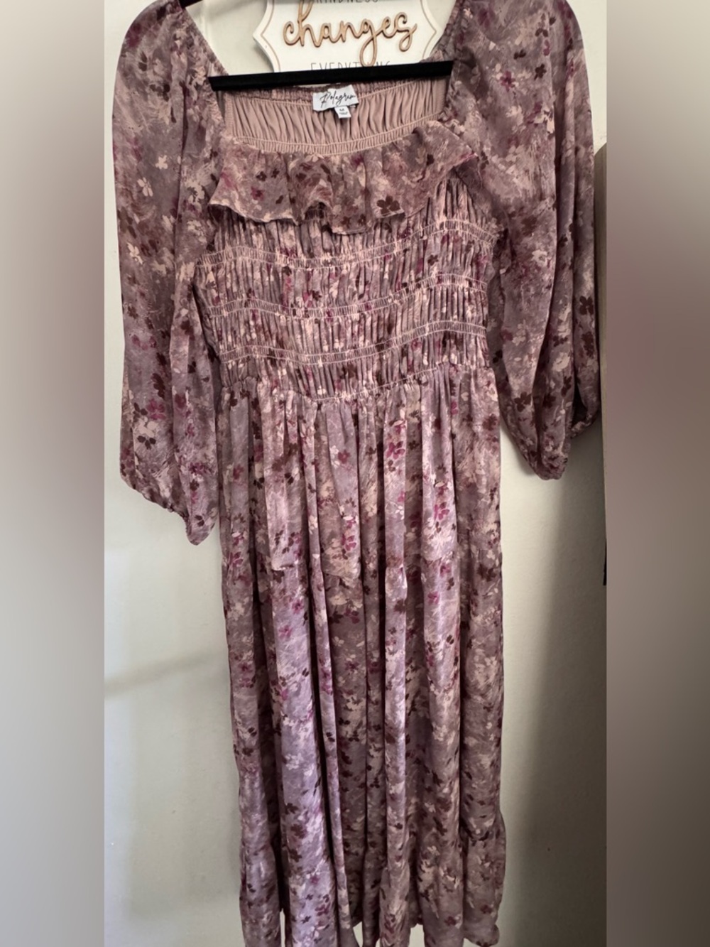 Polagram Mauve Floral Midi Dress